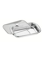 Assadeira tramontina cosmos retangular inox com tampa de vidro 43 cm 4 l