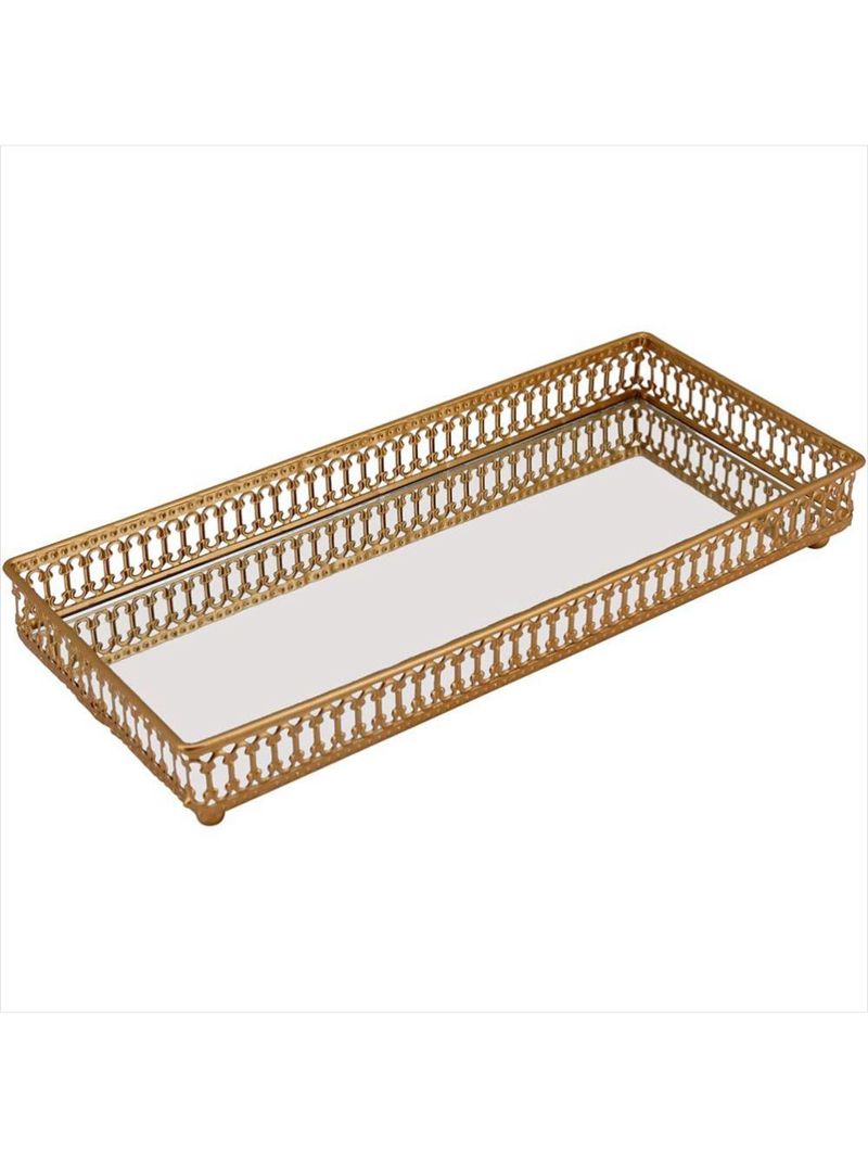 Bandeja metal dourado espelhado zaree - nh