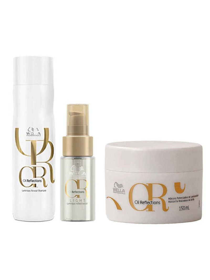 Wella professionals oil reflections kit – shampoo + máscara + Óleo light