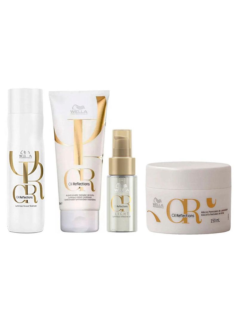 Wella professionals oil reflections kit – shampoo + condicionador + máscara + Óleo capilar