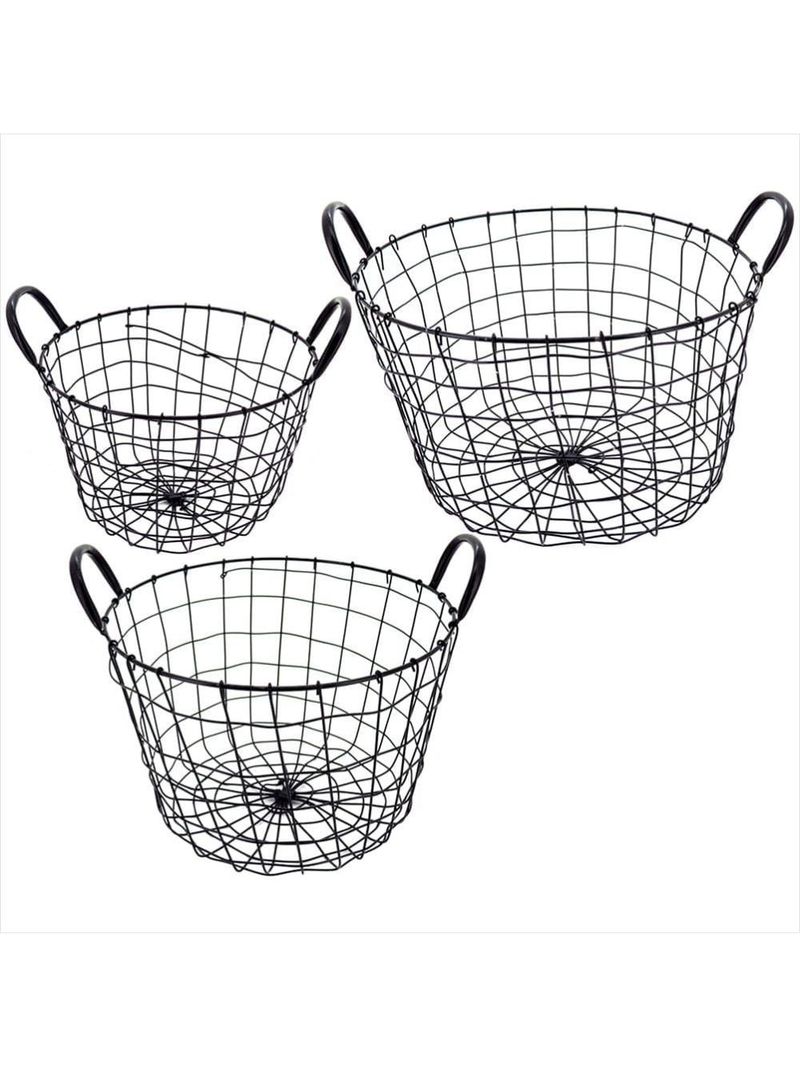 Cesta organizadora metal preto redondo wire - nh