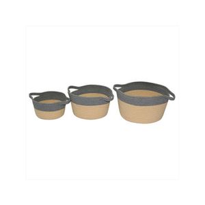 Cesta tecido allegra bege e cinza 3 peças