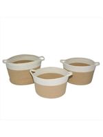 Cesta tecido allegra bege e branco 3 peças - nh