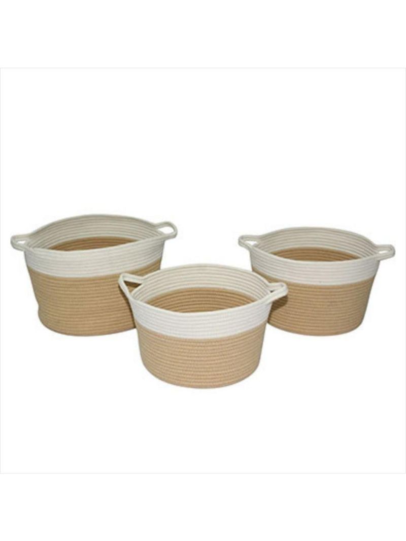 Cesta tecido allegra bege e branco 3 peças - nh