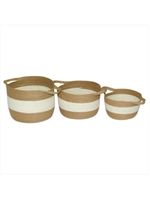 Cesta fibra bege bangli 3 peças