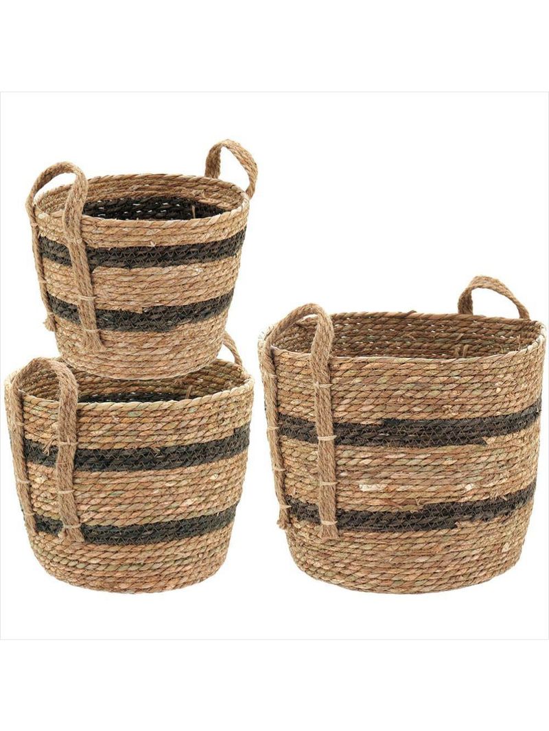 Cesta fibra natural 3 peças buana