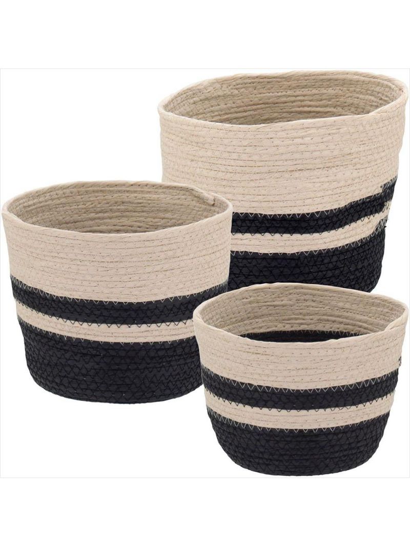 Cesta fibra preto 3 peças jibaran - gs