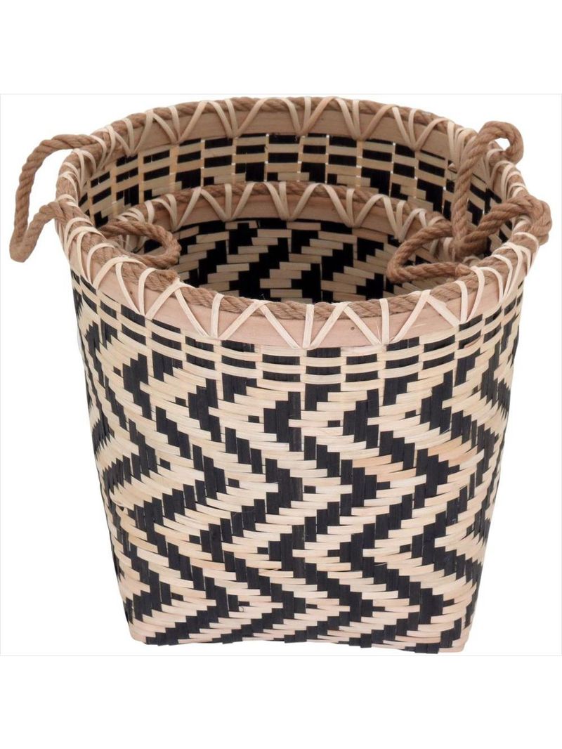 Cesta bambu preto 2 peças - gs