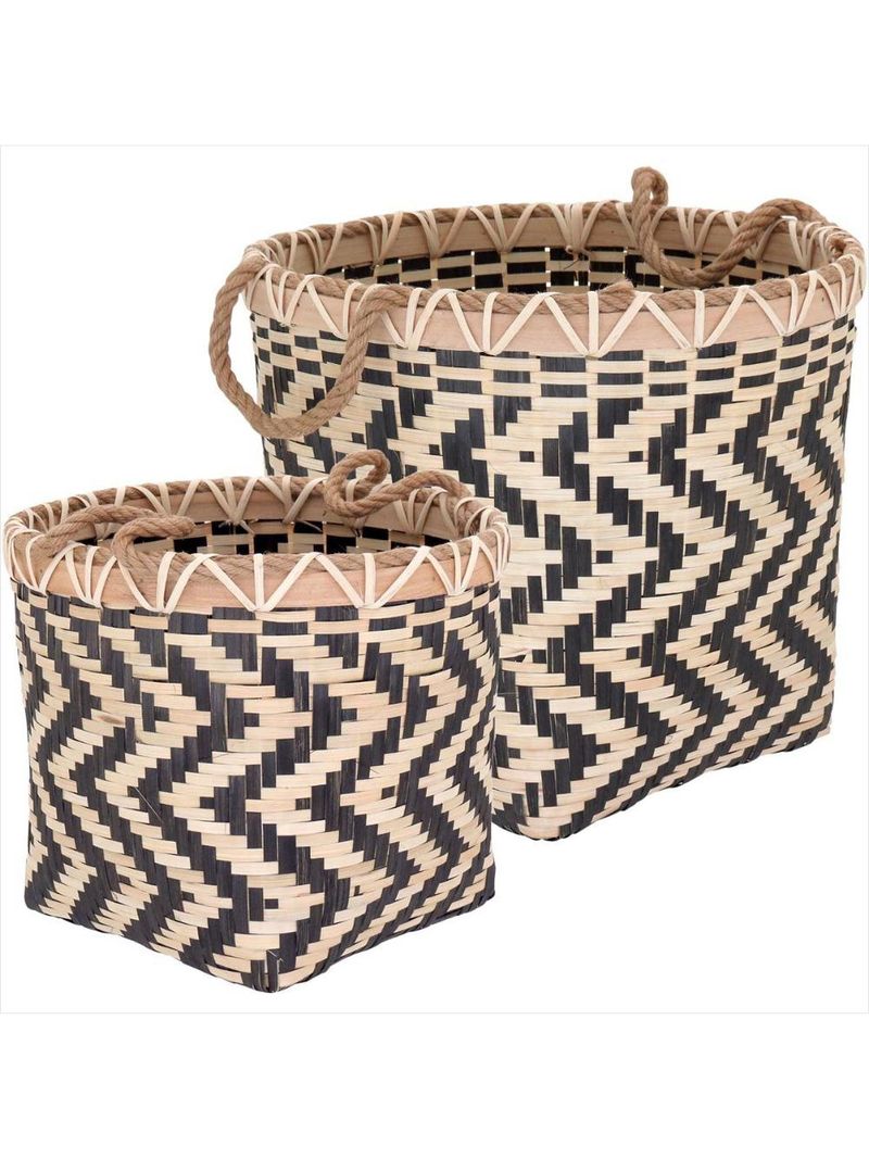 Cesta bambu preto 2 peças - gs