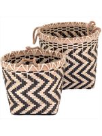 Cesta bambu preto 2 peças - gs