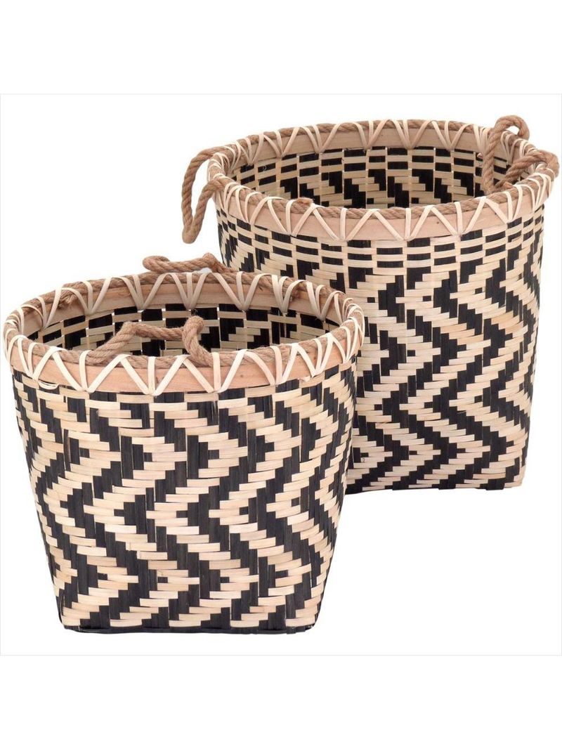 Cesta bambu preto 2 peças - gs