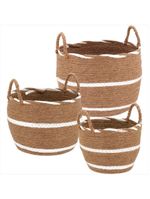 Cesta fibra marrom 3 peças lemnos - gs