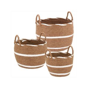 Cesta fibra marrom 3 peças lemnos - gs