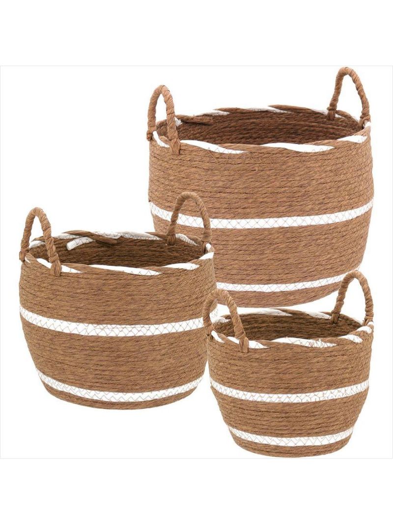 Cesta fibra marrom 3 peças lemnos - gs