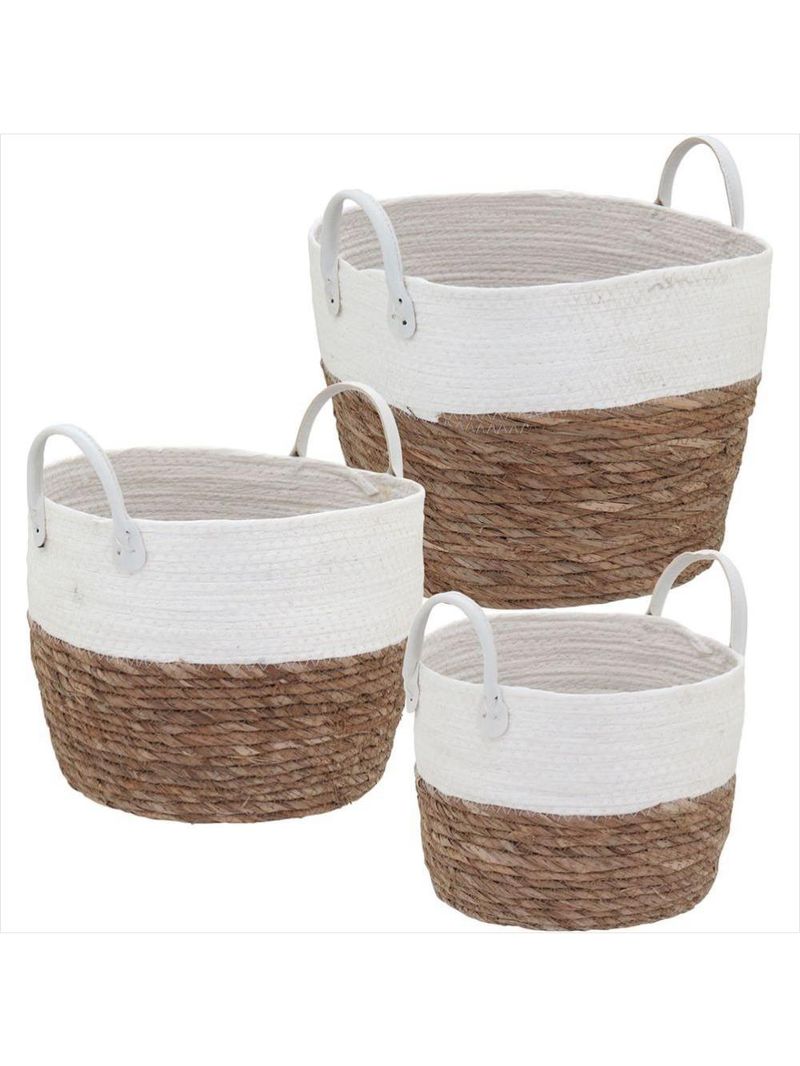 Cesta fibra branco 3 peças poneso - gs