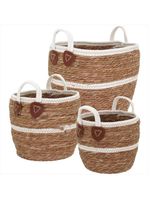 Cesta fibra natural 3 peças 28x33x33cm gs