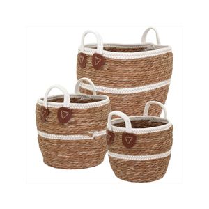 Cesta fibra natural 3 peças 28x33x33cm gs