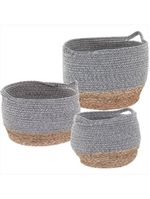 Cesta fibra cinza 3 peças kigali