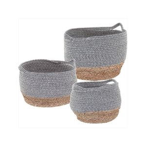Cesta fibra cinza 3 peças kigali
