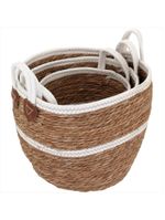 Cesta fibra natural 3 peças 28x33x33cm gs