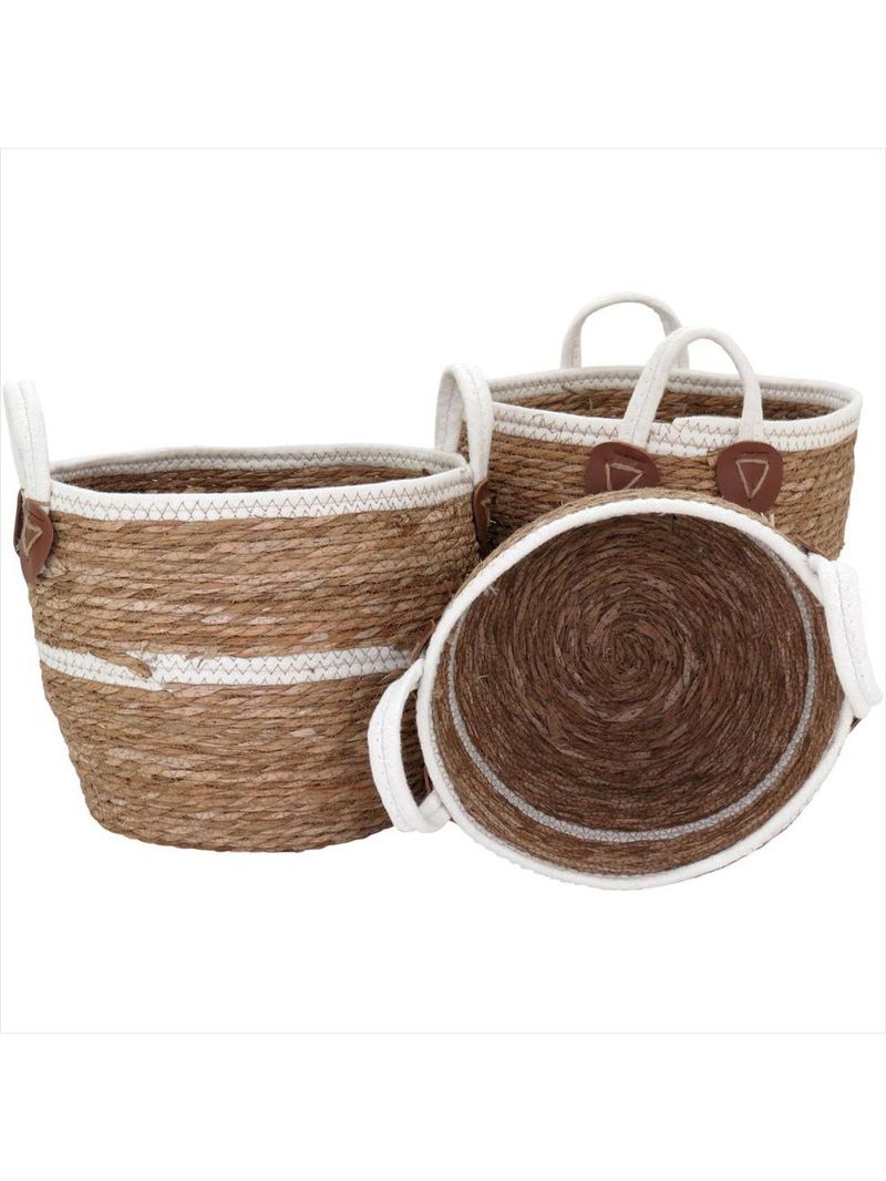 Cesta fibra natural 3 peças 28x33x33cm gs