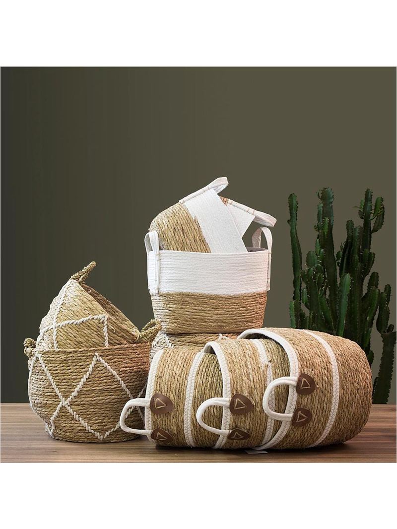 Cesta fibra natural 3 peças 28x33x33cm gs