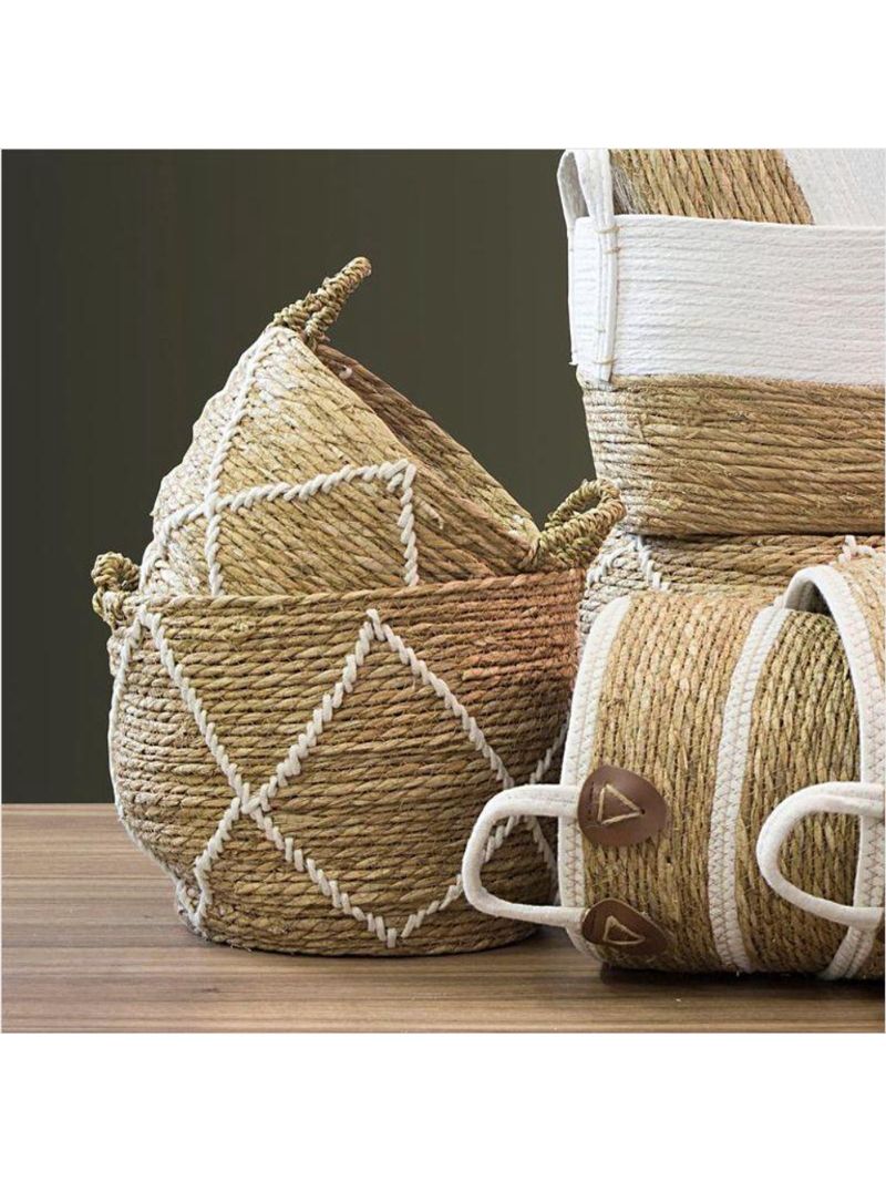 Cesta fibra natural 3 peças 28x34x34cm gs