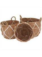 Cesta fibra natural 3 peças 28x34x34cm gs