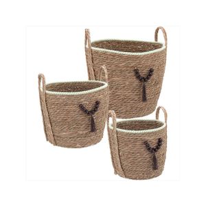 Cesta fibra verde 3 peças - abigail - gs