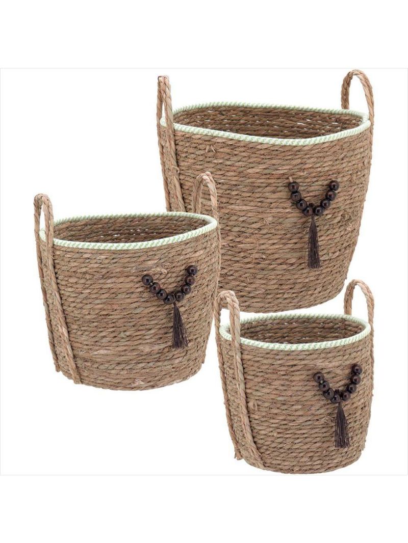 Cesta fibra verde 3 peças - abigail - gs