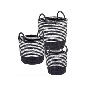 Cesta fibra preto 3 peças sawalli