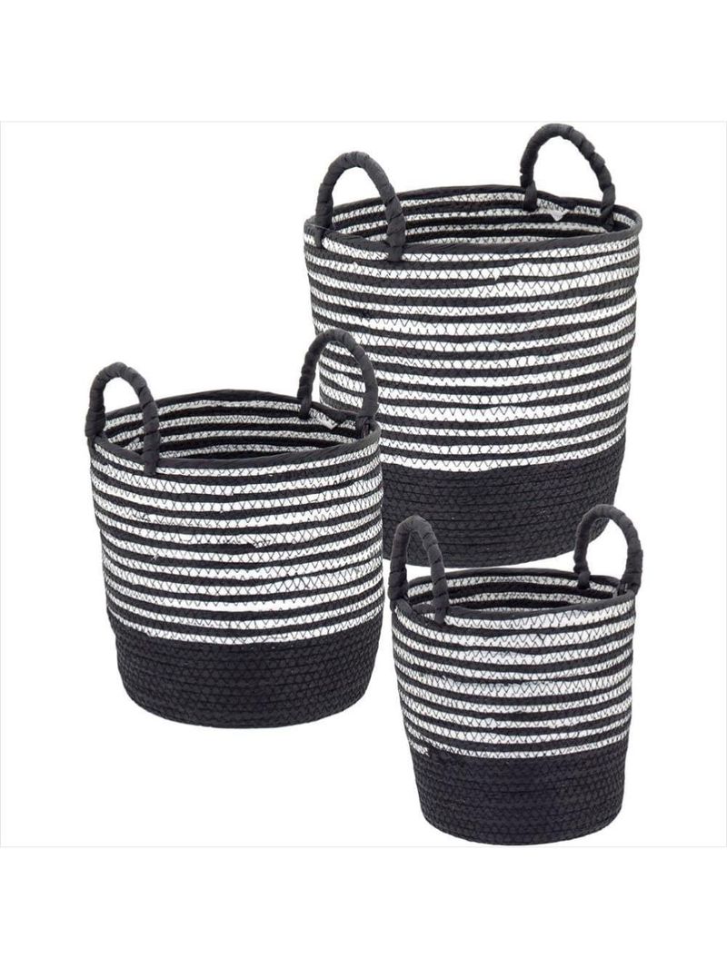 Cesta fibra preto 3 peças sawalli