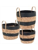 Cesta fibra preto 3 peças zagora - gs