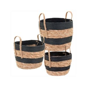 Cesta fibra preto 3 peças zagora - gs