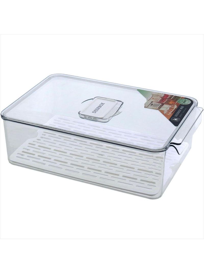 Caixa organizadora para geladeira com tampa acrílico 10x21x32cm transparente