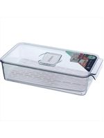 Caixa organizadora para geladeira com tampa acrílico 7x16x31cm transparente