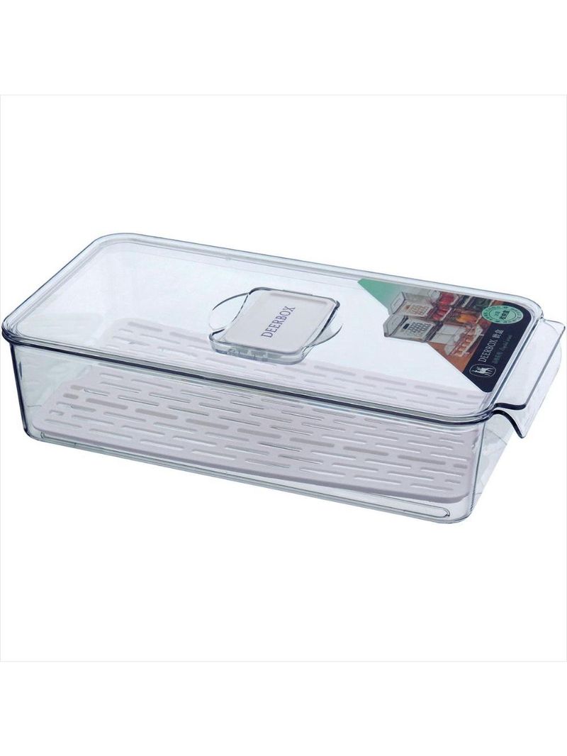 Caixa organizadora para geladeira com tampa acrílico 7x16x31cm transparente