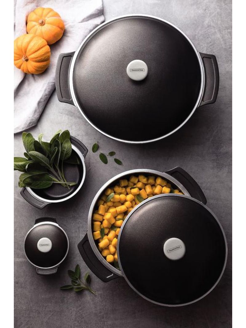 Caçarola tramontina lyon forjado antiaderente preto com tampa 30 cm 6,8 l