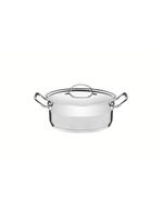 Caçarola tramontina professional rasa inox e tampa plana detalhe satinado 24cm 4,7l