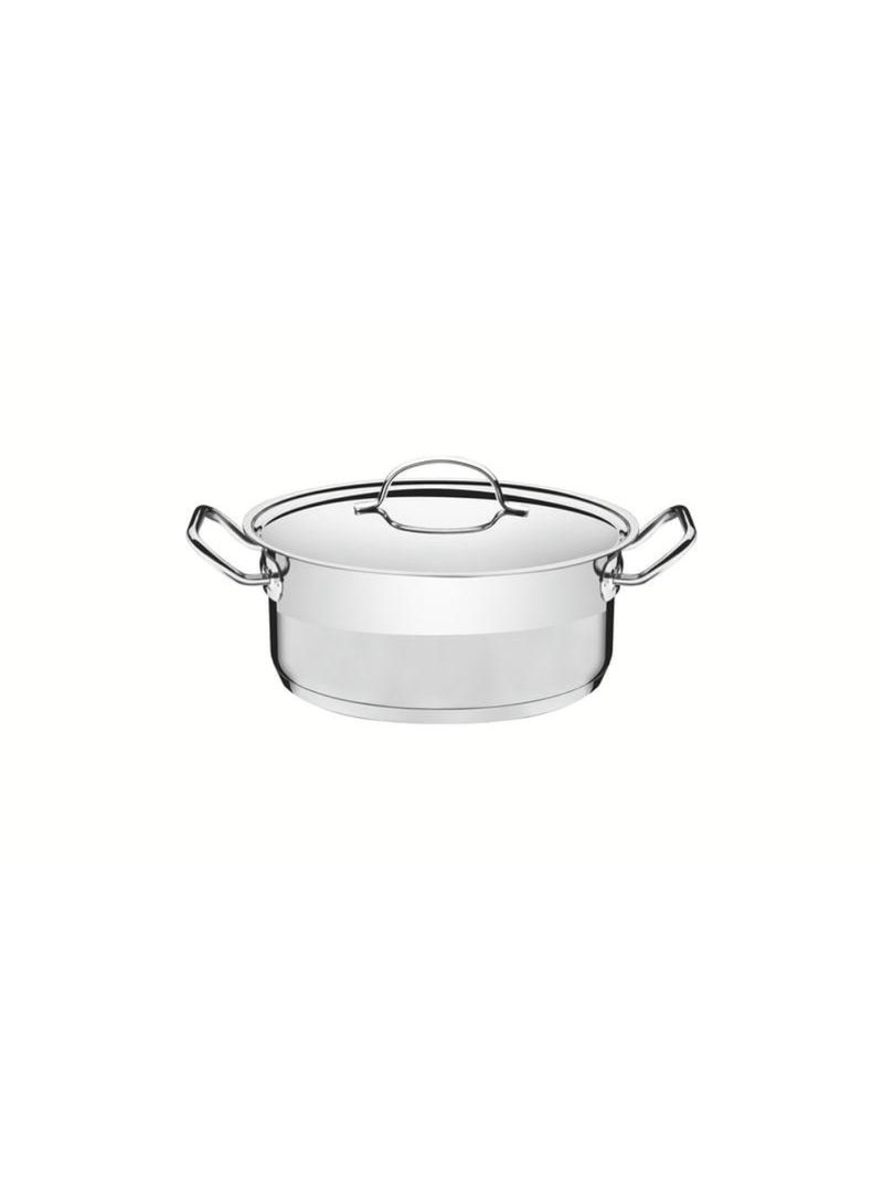 Caçarola tramontina professional rasa inox e tampa plana detalhe satinado 16cm 1,4l