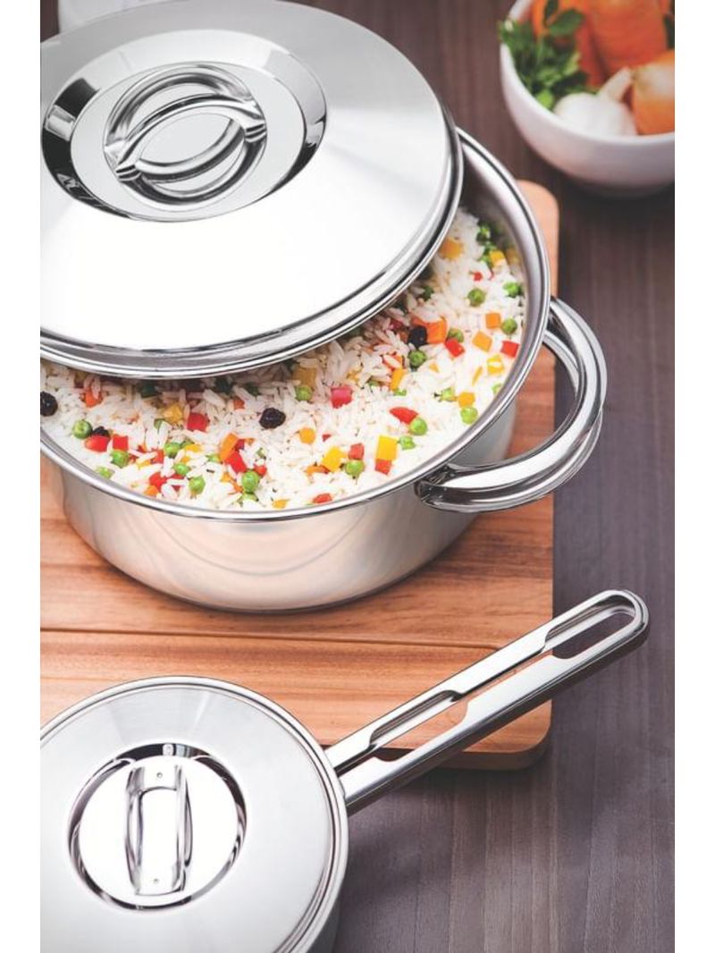 Caçarola tramontina solar rasa inox fundo triplo com tampa 24cm 4,7l
