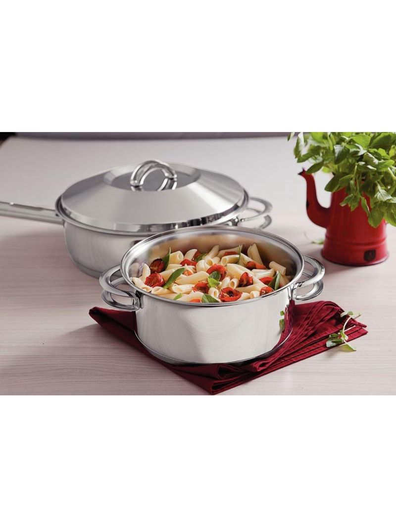 Caçarola tramontina solar rasa inox fundo triplo com tampa 24cm 4,7l