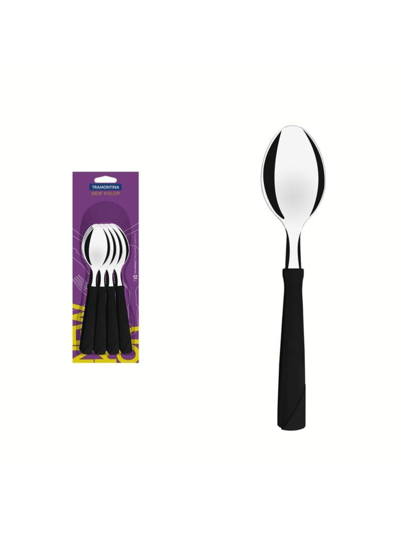 Conjunto colher mesa inox 12 peças new preto tramontina