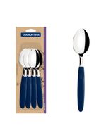 Conjunto colher mesa inox 12 peças ipanema azul tramontina