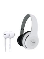 Combo headset e fone de ouvido com microfone oex twin hf100 - branco