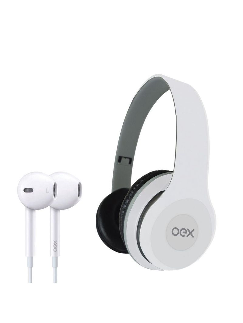Combo headset e fone de ouvido com microfone oex twin hf100 - branco