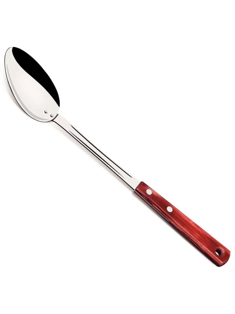Colher arroz inox polywood vermelho tramontina
