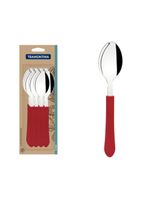 Conjunto colher mesa inox 12 peças leme vermelho tramontina