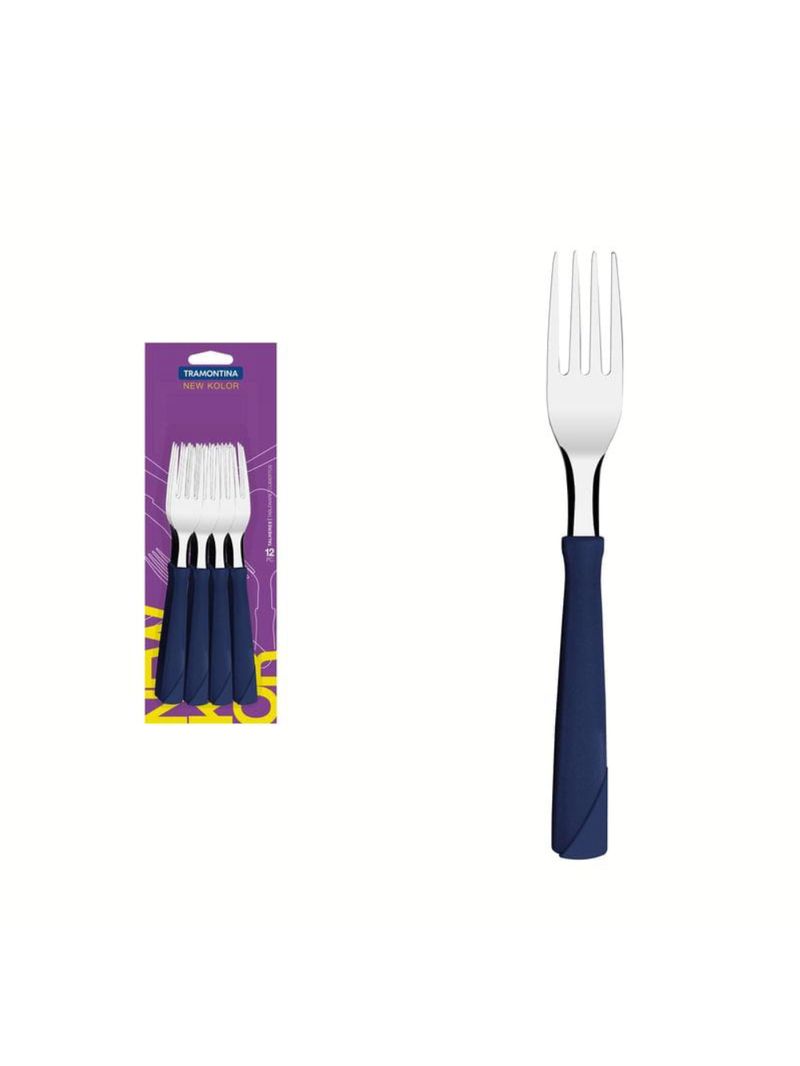 Conjunto garfo mesa inox 12 peças new k azul tramontina