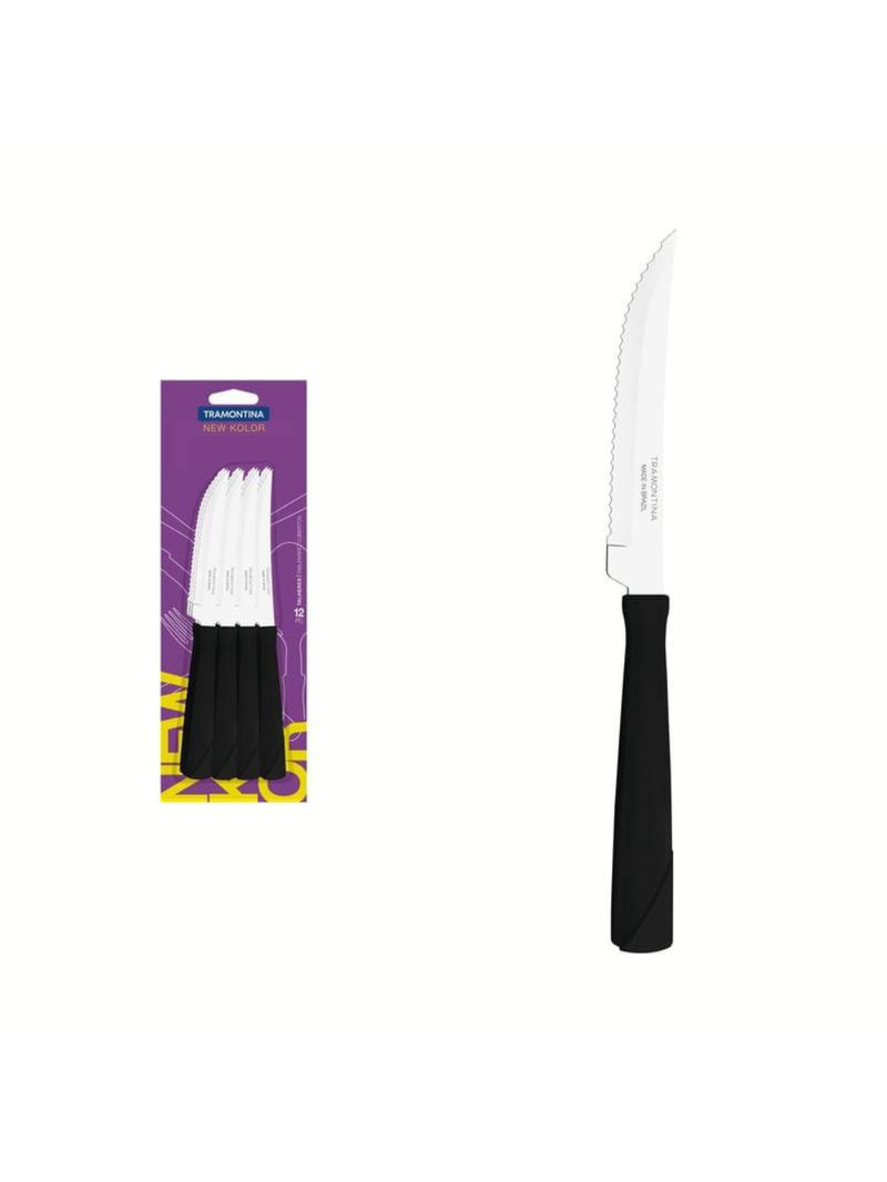 Conjunto faca churrasco inox 12 peças new ko preto tramontina